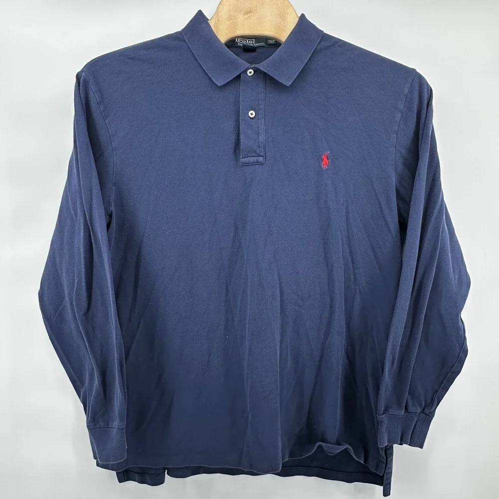 Polo by Ralph‎ Lauren Long Sleeve Polo Shirt 2XLT Tall Blue Red Pony